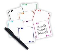 Reusable Sticky Notes 3x3 Work from Home Essentials Pack | Set of 8 Dry Erase Sticky Notes Reusable with Wet Erase Pen | Aesthetic Sticky Notes Fun | White Sticky Notes for Many Uses