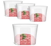 Reusable Storage Bags Extra Large, 0.8 Gallon/101 fl.oz/3000 ml, 4 Pack 100% Silicone Food Storage Bags Stand Up Zip Lock for Large Food Items, Freezer Microwave Oven Dishwasher Safe, Translucent