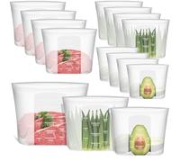 Reusable Storage Bags, Large-Size Set, 12 Pack 100% Silicone Food Storage Bags Stand Up Zip Lock Bags for Food, Freezer Microwave Oven Dishwasher Safe, 4 XL-0.8 Gallon + 4 L + 4 M, Translucent