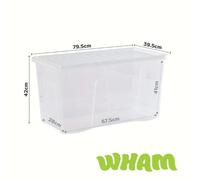 Reusable Storage Box with Lid - Clear Stackable Organiser Boxes Home Office