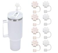 Reusable Straw Tips Protectors Flower Straw Cap Flower Straw Covers Toppers Flower Straw Covers Caps Dust-Proof Straw Tips Protectors Silicone Straw Caps for Stanley Cups 30&40 OZ 8 PCS