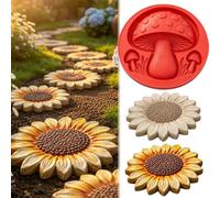 Reusable Sunflower Stepping Stone Mold, 15.7'' Round Stepping Stone Molds for Concrete, Paintable Cement Walkway Stones Mould for Lawn Decorations Garden Paving (Mushroom)