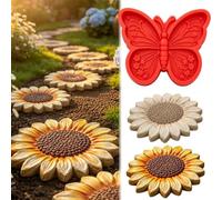 Reusable Sunflower Stepping Stone Mold, 15.7'' Round Stepping Stone Molds for Concrete, Paintable Cement Walkway Stones Mould for Lawn Decorations Garden Paving (Butterfly)