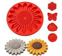 Reusable Sunflower Stepping Stone Mold, DIY Garden Path Concrete Molds, 15.7 Inches DIY Garden & Walkway Stepping Stones Outdoor, Reusable Sunflower Paver Mold, Concrete Casting Mold，A