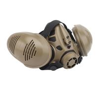 Reusable Tactical Gas Mask with Adjustable Straps ABS & Silicone Half Face Protector with FAST Helmets for Airsoft & Paintball(Brown)