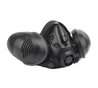 Reusable Tactical Gas Mask with Adjustable Straps ABS & Silicone Half Face Protector with FAST Helmets for Airsoft & Paintball(Black)