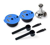 Reusable Tas simo Pods 60ML+220ML Refillable Coffee Capsules Compatible with Bosch Coffee Maker, BENFUCHEN Tas simo Coffee Reusable Discs with A Stainless Steel Coffee Tamper 51mm