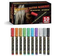 Reusable Temporary Tattooes Drawing Pens 10 Assorted Shades Perfect for Role Play School Activities and Home Decor Safe Skin Friendly Tattooes Markers