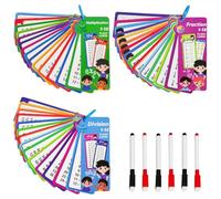 Reusable Times Tables Flash Cards for Kids, Multiplication Maths Flashcards Division Fractions, Double-Sided Practice Cards with DIY Question Pages (Multiplication + Division + Fractions)