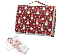 Reusable Toddler Changing pad with Tissue Pocket Red Buffalo Plaid Christmas Gnomes Diaper mat Changing pad Travel Lightweight & Foldable Changing Station cambiadores de pa?ales para Bebes