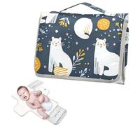 Reusable Toddler Changing pad with Tissue Pocket Simple Cartoon White Cats Safari Travel Changing pad for Baby for Moms, Dads cambiador de pa?ales para Bebes