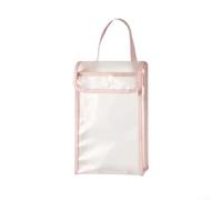 Reusable Toilet Paper Storage Bag Clear PVC Construction for Moisture Resistance Large Capacity Organizer with Wide Bottom Opening for Access (Pink (with hooks))