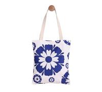 Reusable Tote Bag for Women - Cute Shoulder Bag with Magnetic Buckle & Zipper Pocket Durable Fabric Aesthetic Gift, Dark Blue