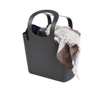 Reusable Tote Shopping Carry All Bag Basket Bucket Travel Foldable Shopping Bags Plastic Large Handles Strong Multipurpose for Laundry Beach Storage Flexible (Grey, Large)