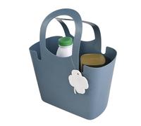 Reusable Tote Shopping Carry All Bag Basket Bucket Travel Foldable Shopping Bags Plastic Large Handles Strong Multipurpose for Laundry Beach Storage Flexible (Blue, Large)