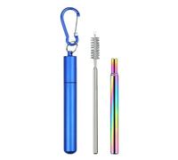 Reusable Travel Straws, Portable Straw - Portable Telescopic Straws Set, Reusable Metal Straws with 1 Case, 1 Cleaning Brush, 1 Keychain, Boat Accessories