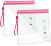 Reusable Tsa Approved Toiletry Bag-Quart Size for EU US & UK Carry-on Regulations Security Waterproof & Leakproof Travel Bags for Liquids, Travel Accessories Holiday Essentials, Pink, Sandwich Pocket