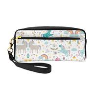 Reusable Unicorns Pink Print Cosmetic Makeup Bag – Travel Toiletry Organizer, Leather Small Makeup Accessories