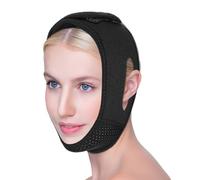 Reusable V Line Lifting Mask with Chin Strap Breathable Chin strap for sleeping Jaw Exerciser Double Chins Straps Face Slimming V Shaped Face Mask for Women (Black/M)