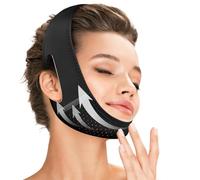 Reusable V Line Lifting Mask with Chin Strap for Sleeping,Face Lift Prevent Sagging, Jaw Exerciser,Light pink (Black,M)