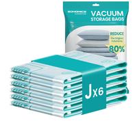 Reusable Vacuum Storage Bags for Clothes and Bedding Organisation, 6 Pack (6 Jumbo)