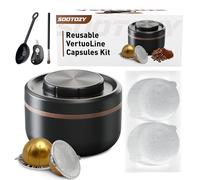 Reusable Vertuo Pods Kit for Nespresso, Reusable Vertuo Capsule for Nespresso with 100PC AL Foil Seals Lids, Refillable Coffee Pods for VertuoLine Compatible with Nespresso VertuoPlus Espresso Machine