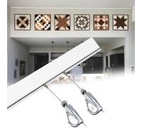 Reusable Wall Art Hanging Kit with Wire Rope, Household & Commercial Invisible White Photo Display Rail, for Art Collectors(1.4m/4.6ft Track,2.5m/8.2ft Wire)