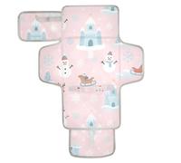 Reusable Washable Changing pad with Tissue Pocket Waterproof Pads for Baby for Moms, Dads Winter Animal Deer Snowman Pink White