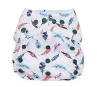 Reusable Washable Nappies Newborn and One Size Pocket Cloth Diaper 5-35lbs Each Nappy with 2 Bamboo Inserts Boosters, Adjustable Popper Closure Hook Loop, Premature (Feathers, One Size 10-35lbs)