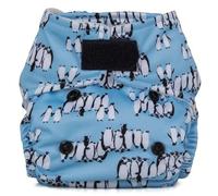 Reusable Washable Nappies Newborn and One Size Pocket Cloth Diaper 5-35lbs Each Nappy with 2 Bamboo Inserts Boosters, Adjustable Popper Closure Hook Loop, Premature (Penguins, Newborn 5-18lbs)