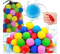 Reusable Water Balloons for Water Battles | Water Sponge Balls 60 Pieces | Instantly Refillable, Colorful and Water Toys for Kids in the Garden Pool and the