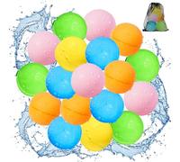 Reusable Water Bombs Balloons Quick Fill Soft Silicone Self Sealing Splash Balls Outdoor Water Toys with Mesh Bag for Summer Fun Party Kids Outside Play Water Games Gift Pool Activity (18pack)