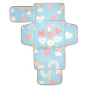 Reusable Waterproof pad with Tissue Pocket Diaper mat Changing pad Infant Travel Station Kit Cartoon Rainbows Hearts Shapes Blue