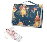 Reusable Waterproof pad with Tissue Pocket Forests Blue Mushroom Portable Diaper Changing pad for Moms, Dads cambiadores de pa?ales para Bebes
