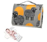 Reusable Waterproof pad with Tissue Pocket Funny Crazy Indian Lambs Gray Changing pad for Changing Table Lightweight & Foldable Changing cambiador de pa?ales para Bebes
