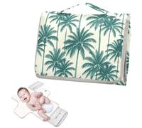 Reusable Waterproof pad with Tissue Pocket Palm Indigo Blue and White Boho Coastal Chic Waterproof Changing pad for Baby with Built-in Pillow cambiadores de pa?ales para Bebes
