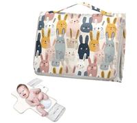 Reusable Waterproof pad with Tissue Pocket Portable Changing pad for Baby for Moms, Dads-Cartoon Light Color Cute Bunnies