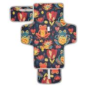 Reusable Waterproof pad with Tissue Pocket Waterproof Changing pad for Girl & Boy Frog Mexican Folk Art Motifs Valentine