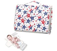 Reusable Waterproof pad with Tissue Pocket Waterproof Changing pad with Built-in Pillow-Us Red Blue Stars