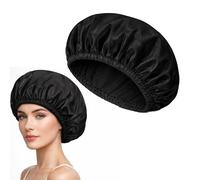 Reusable Waterproof Shower Cap for Women - Triple Layer Hair Bonnet with Terry Cloth Lining Adjustable Elastic Fit and Full Coverage - Ideal for Long Thick Hair Sleep Bath Facial Spa Use