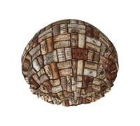 Reusable Wine Cork Print Shower Caps for Women Double Layer Hair Cap Adult Hair Cap for All Hair