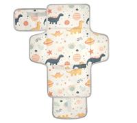 Reusable wipeable Changing pad with Tissue Pocket Changing Pads for Changing Table for Moms, Dads Childish Cartoon Dino Planets Retro