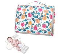 Reusable wipeable Changing pad with Tissue Pocket Waterproof Pads for Baby with Built-in Pillow-Fruits Tree Leaves