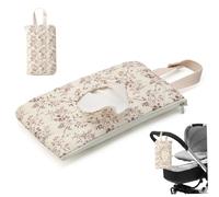 Reusable Wipes Pouch Hanging Quilted Travel Wipes Case Floral Diaper Bag Organizer for Home, Car, Travel, Stroller