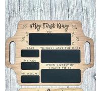 Reusable Wooden First Day of School Chalkboard Sign - Portable Hanging Back to School Sign with Handles, Memory Photo Board for Kids (Nursery to College) (29 * 22cm)