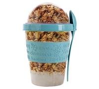 Reusable Yogurt Cups with Lid & Spoon 100% BPA Free Breakfast On the Go Cups with Topping Cereal 600ml Over Night Oats Container Smoothie Snack Jars (Turquoise)
