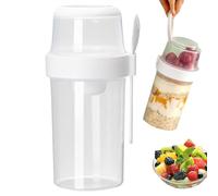Reusable Yogurt Pot with Lids, 1070ml Overnight Oats Container, Cereal Travel Container Breakfast Pots to Go, Breakfast The Go Cups, Porridge Container, Fork Included