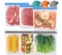 Reusable Zip Lock Bags Large, 6 PCS Gallon Silicone Freezer Bags Ziplock Sandwich Vegetable Bags Snack Bag, Plastic Leakproof Food Storage Pouches for Keeping Lunch, Snack, Fruit, Potato, Travel Items