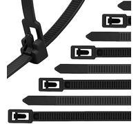 Reusable Zip Ties 6 Inch, 100pcs Black Zip Ties Heavy Duty Outdoor 50lb Small Cable Ties, Releasable Plastic Tie Wraps Small, Wire Ties Removable for Cord Management