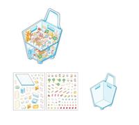 Reusably Piling Sticker for Children Interactively Family Craft Set with 4 Theme Designs and Grip Tweezers Interactively Flower House Sticker Set